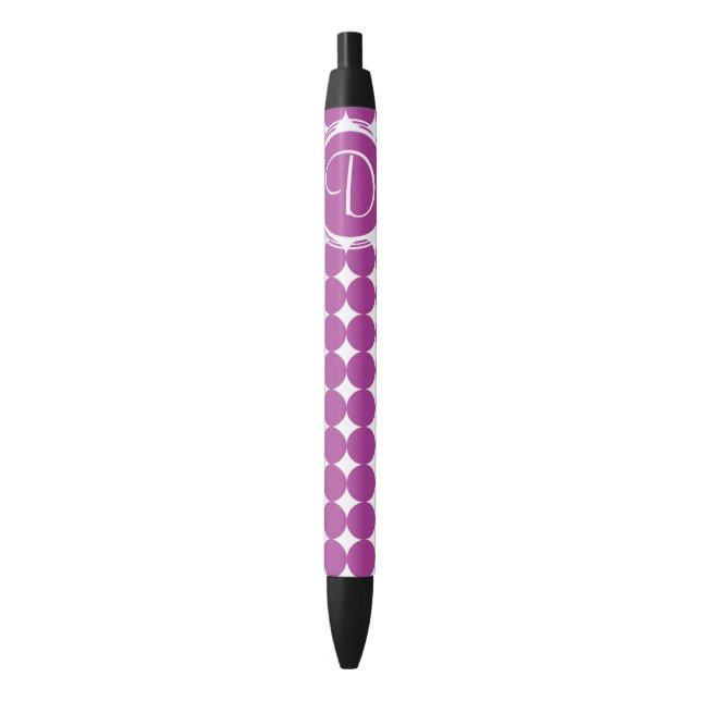 Purple Polka Dot Monogram Pen (Front Vertical)