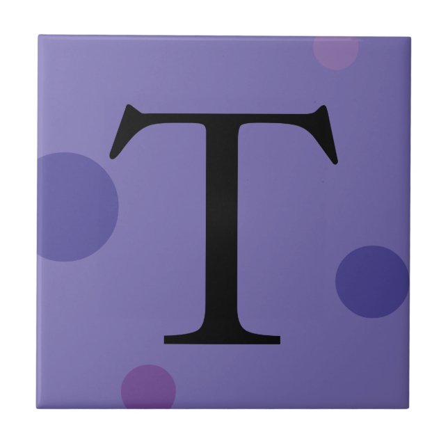 PURPLE POLKA DOT MONOGRAM TILE (Front)