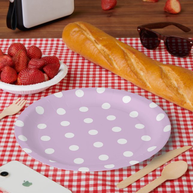 Purple Polka Dot Paper Plates (Picnic)