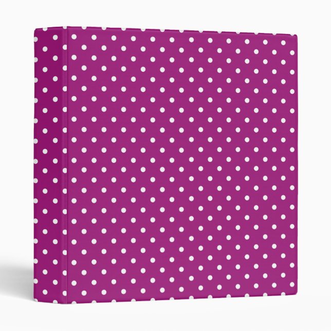 Purple Polka Dot Pattern 3 Ring Binder (Front/Spine)