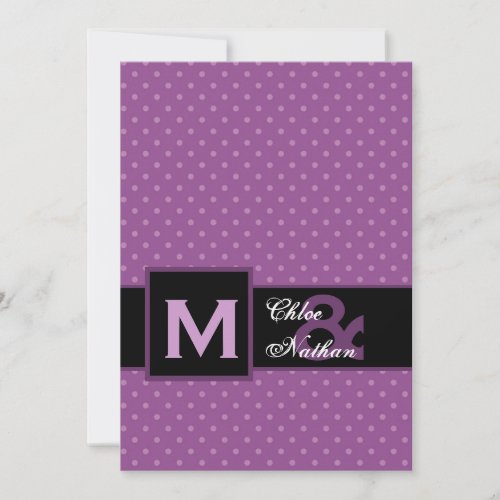 Purple Polka Dot Pattern Monogram Wedding Template Personalized Announcement