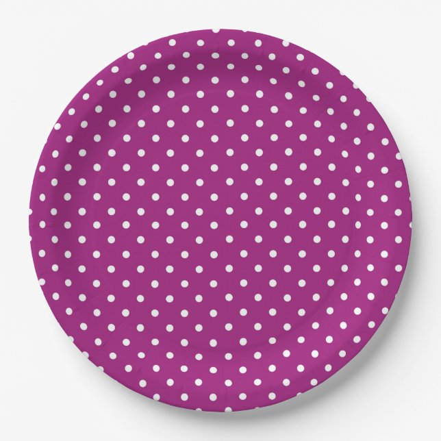 Purple Polka Dot Pattern Paper Plates (Front)