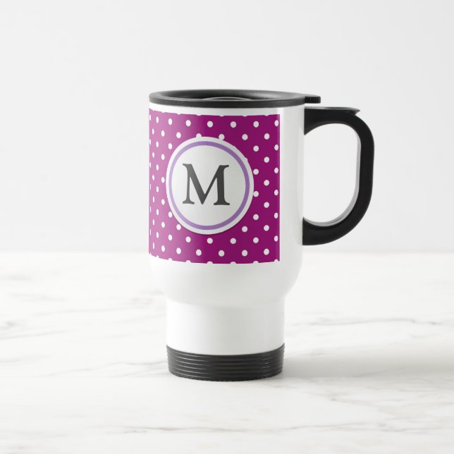 Purple Polka Dot Pattern Travel Mug (Right)
