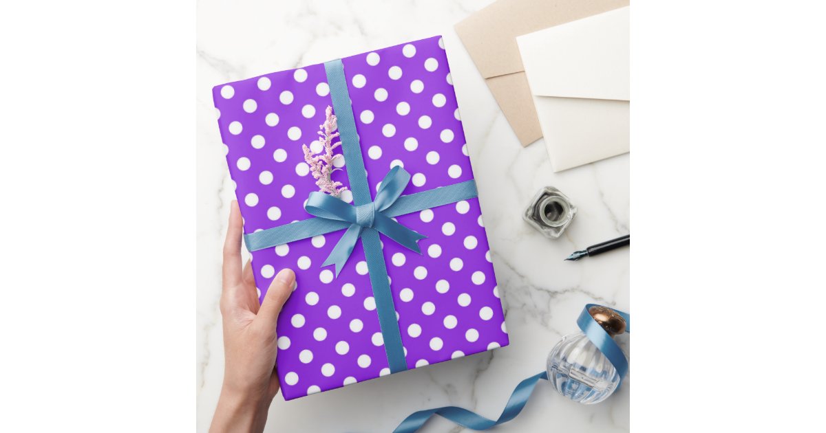 Purple polka dot pattern wrapping paper | Zazzle