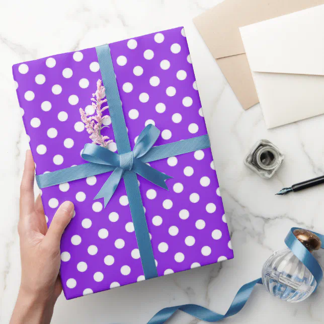 Purple polka dot pattern wrapping paper | Zazzle