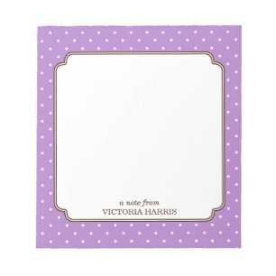Purple polka dot personalized girly cute notepad