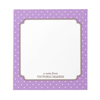 Purple Polka Dot Personalized Girly Cute Notepad by FidesDesign at Zazzle