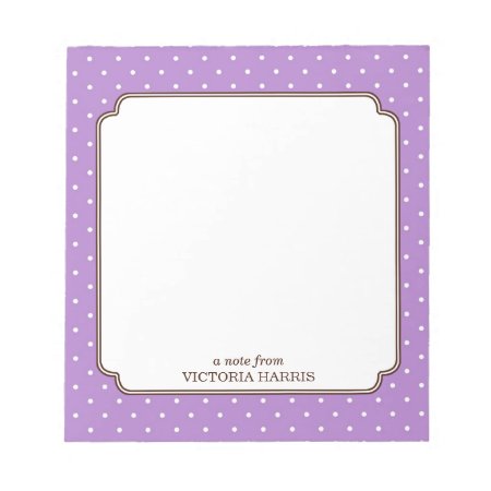 Purple Polka Dot Personalized Girly Cute Notepad