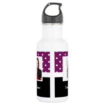 Purple Polka Dot Photo Template Stainless Steel Water Bottle by photogiftz at Zazzle
