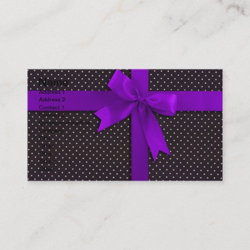 Purple Polka Dot Ribbon Business Card Template