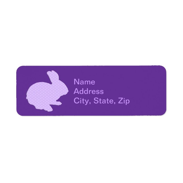 Purple Polka Dot Silhouette Bunny Address Labels (Front)