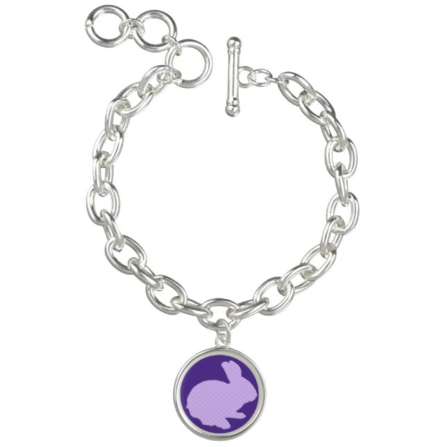 Purple Polka Dot Silhouette Bunny Charm Bracelet (Product)
