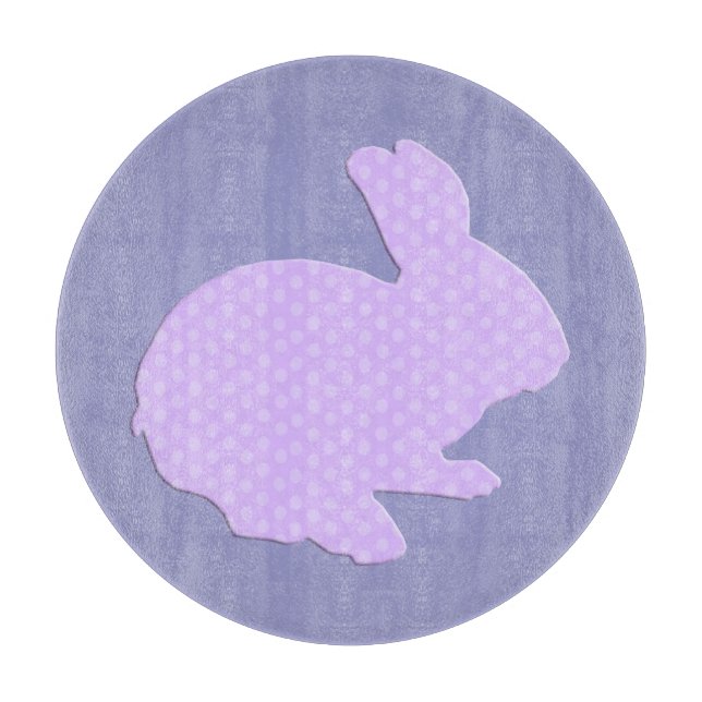 Purple Polka Dot Silhouette Bunny Cutting Board (Front)