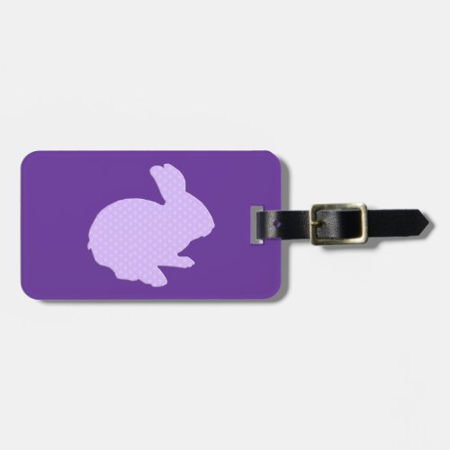 Purple Polka Dot Silhouette Bunny Luggage Tag