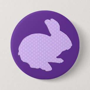 Purple Polka Dot Silhouette Easter Bunny Button