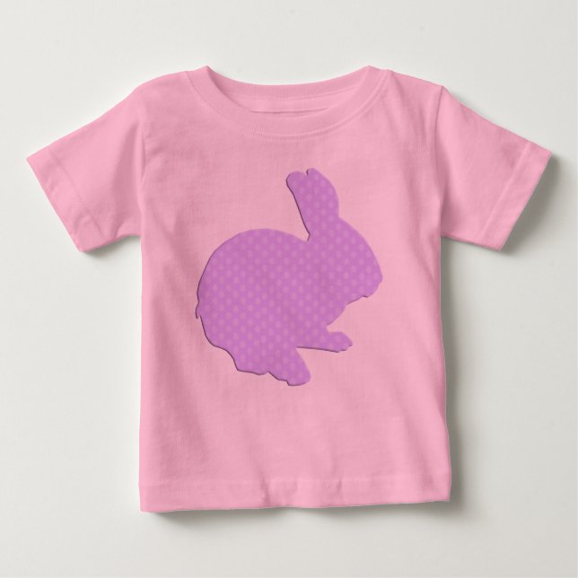 Purple Polka Dot Silhouette Easter Bunny Shirt (Front)