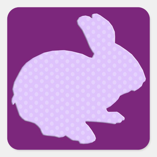 Purple Polka Dot Silhouette Easter Bunny Stickers (Front)