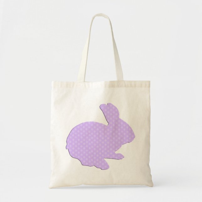 Purple Polka Dot Silhouette Easter Bunny Tote Bag (Front)