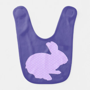 Purple Polka Dot Silhouette Rabbit Baby Bib