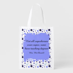 Purple Polka dot teacher appreciation gift Grocery Bag