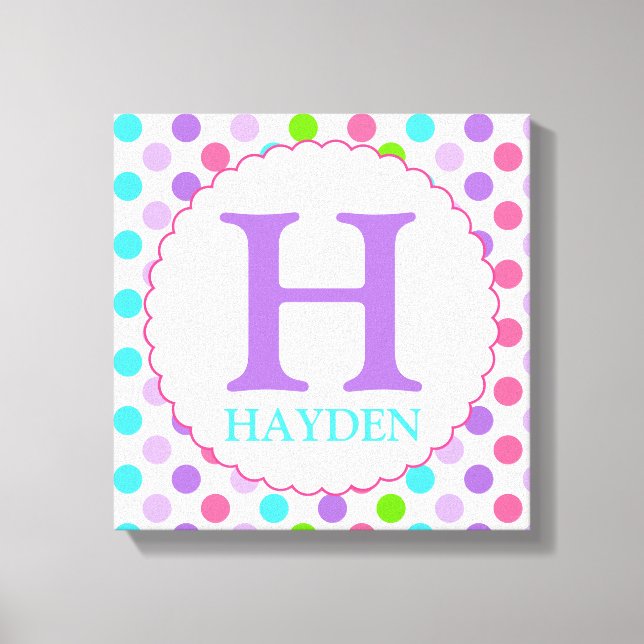 Purple Polka Dots and Initial Wall Decor (Front)