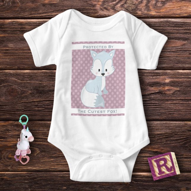 Purple Polka-Dots Baby Arctic Fox Personalized Bodysuit (Creator Uploaded)