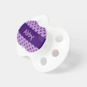 Purple Polka Dots Baby Girl  Custom Name P547 Pacifier (Front Right)