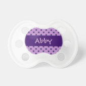 Purple Polka Dots Baby Girl  Custom Name P547 Pacifier (Front)