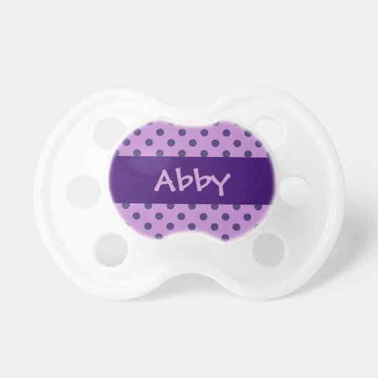 Purple Polka Dots Baby Girl  Custom Name P547 Pacifier (Front)