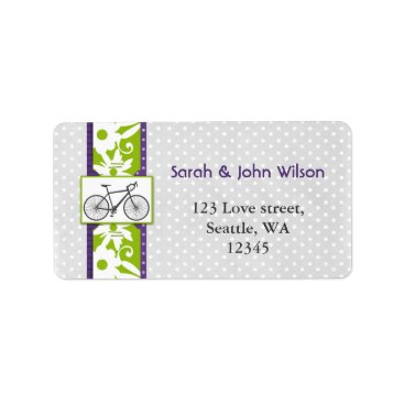 purple  polka dots bicycle return address label