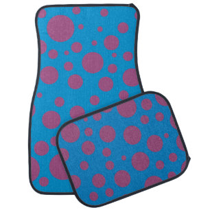 Purple Polka Dots Blue Moon Girly Fun Artsy Trendy Car Floor Mat
