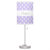 Purple Polka Dots Custom Name V085 Table Lamp (Left)