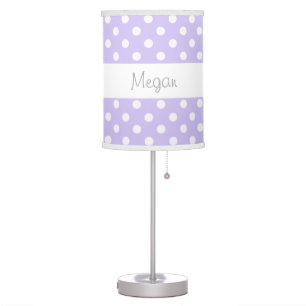 Purple Polka Dots Custom Name V085 Table Lamp