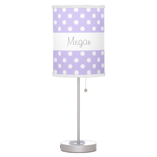 Purple Polka Dots Custom Name V085 Table Lamp (Left)