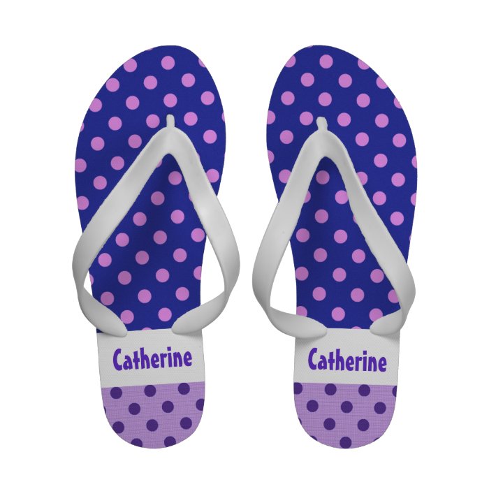 Purple Polka Dots Custom Name V14 Sandals