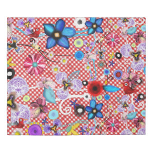 Purple polka dots Duvet Cover flowers