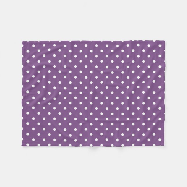 Purple Polka Dots Fleece Blanket (Front (Horizontal))