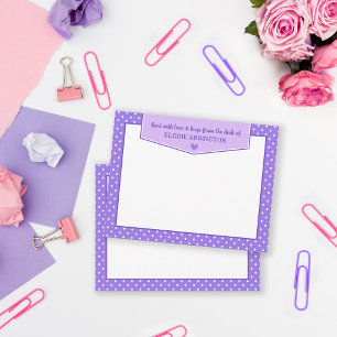 Purple Polka Dots Heart Sent With Love & Hugs Note Card