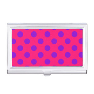 Purple polka dots on cerise business card case