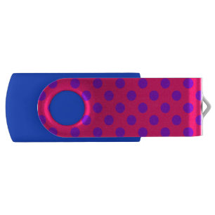 Purple polka dots on cerise flash drive
