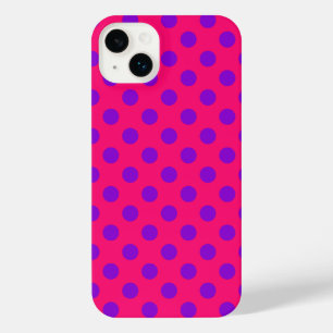 Purple polka dots on cerise  iPhone 14 plus case