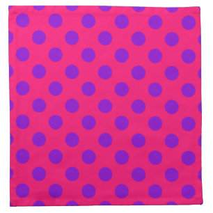 Purple polka dots on cerise napkin