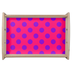 Purple polka dots on cerise serving tray