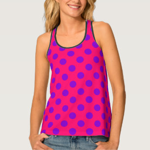 Purple polka dots on cerise tank top