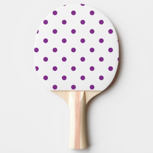 Purple Polka Dots on White Background Ping Pong Paddle