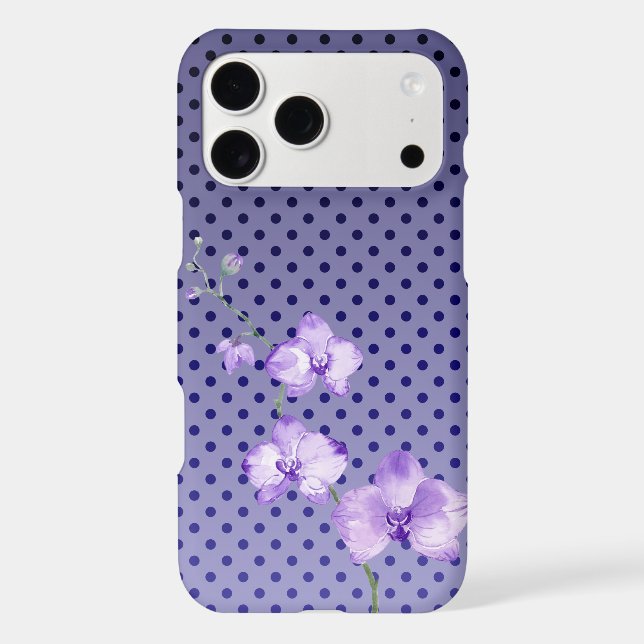 Purple Polka Dots Orchids Case-Mate iPhone Case (Back)