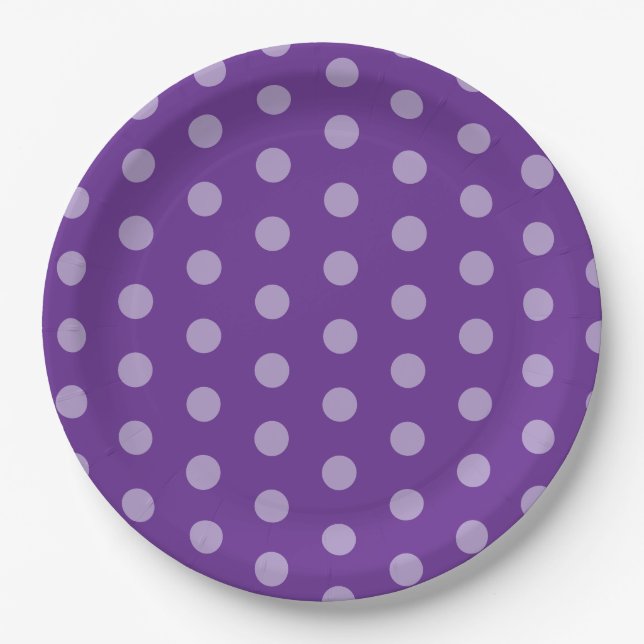 Purple Polka Dots  Paper Plates (Front)