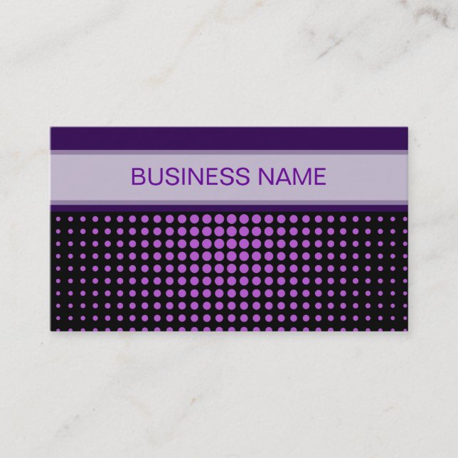 Purple Polka Dots Pattern and Plain Purple Business Card (Front)