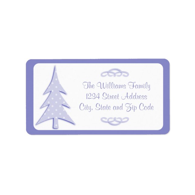 Purple Polka Dots Pattern Christmas Tree Label (Front)