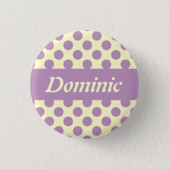 Purple Polka Dots Personalized Pinback Buttons by goodmoments at Zazzle